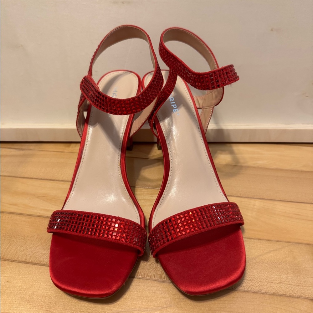 Red Rhinestone Heel Sandals – Size 11